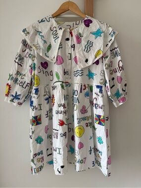 Unico Made in Korea Smock Dress with Colorful Manifesto Print